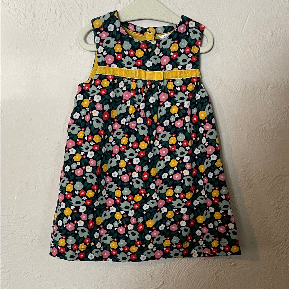 Baby Boden Cotton Dress with Yellow Trim